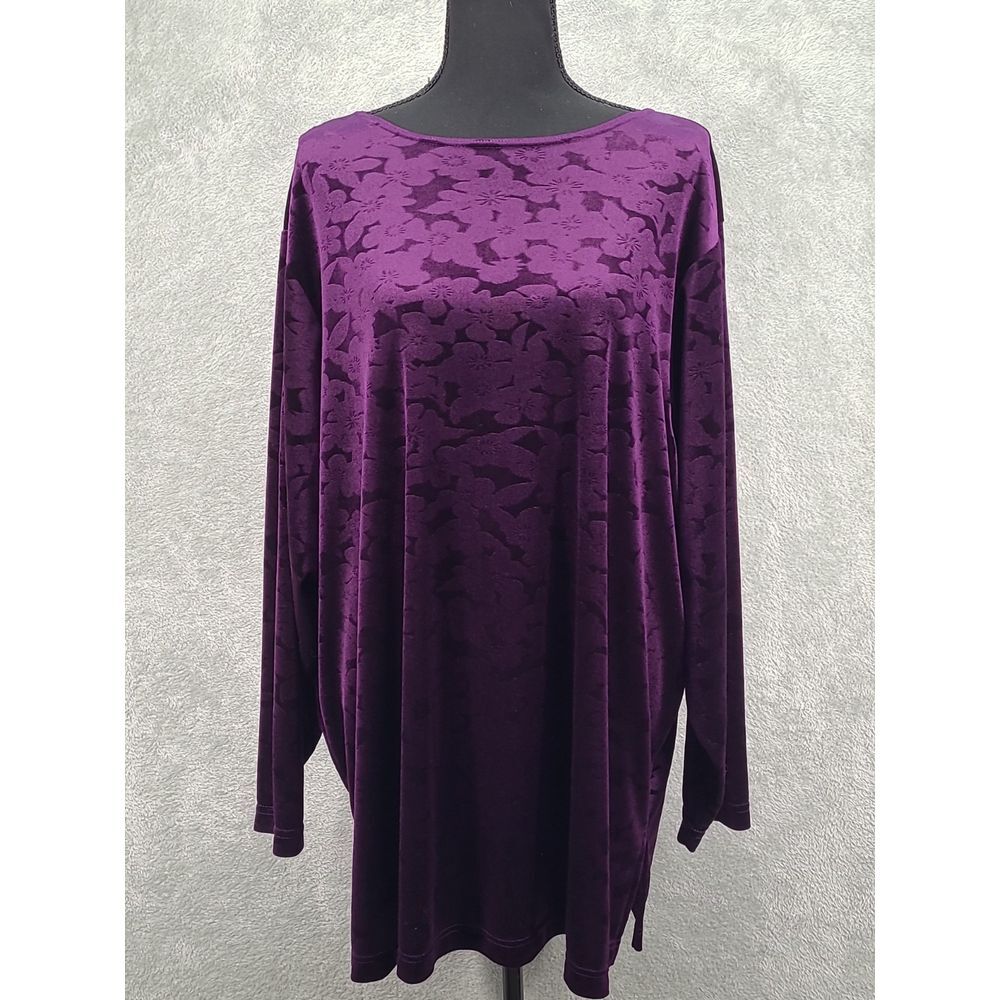 Bechamel Burnout Velvet‎ Fuchsia Floral Blouse Womens 2X Whimsigoth Fairygrunge